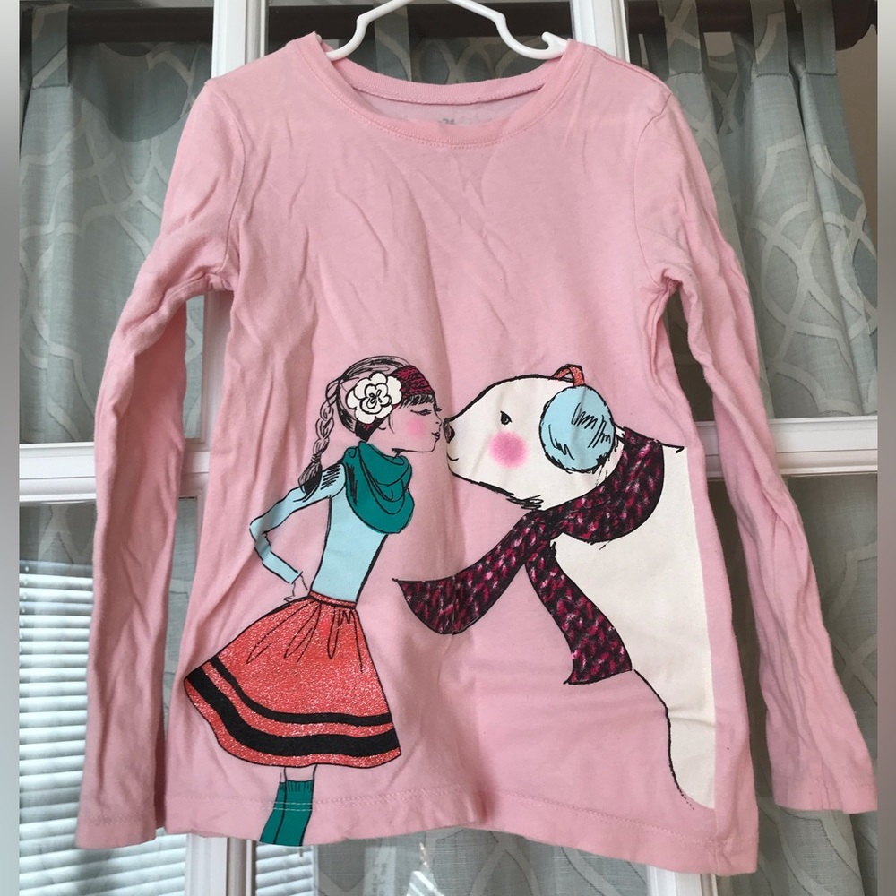 The Children’s Place size 5 / 6 long- sleeve pink winter tee, EUC